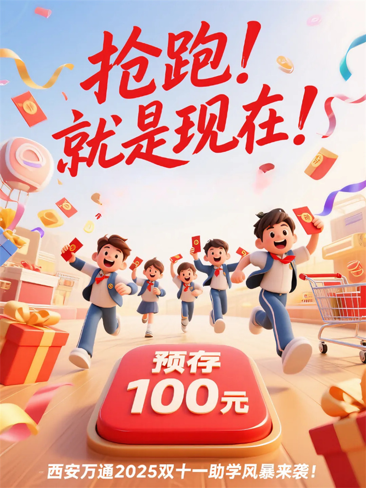 搶跑！就是現在！西安萬通2025雙十一助學風暴來襲！預繳100元狂攬六重豪禮，名企定向班助你鎖定高“新”未來！
